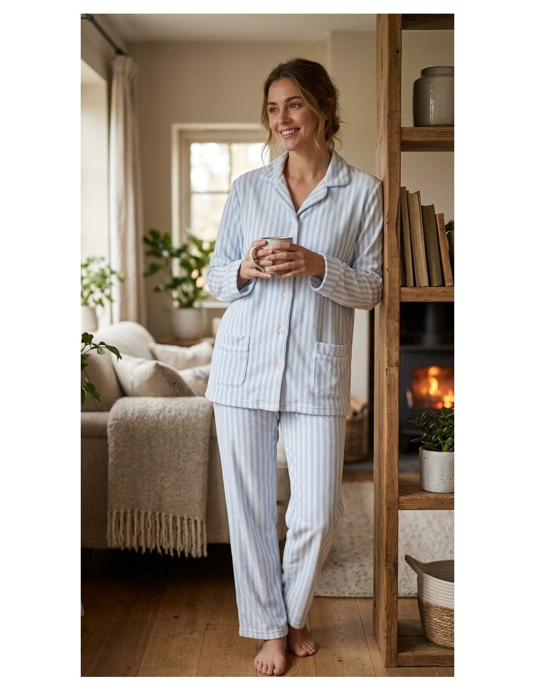 Pijama Abierto de Velour Polar para Mujer