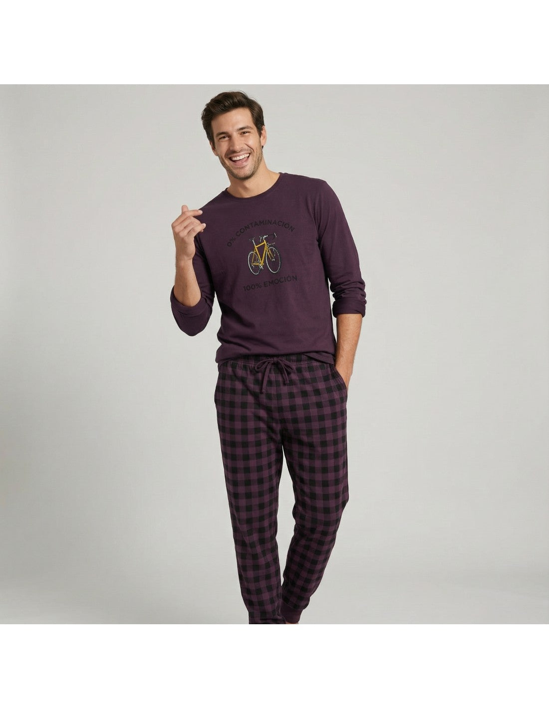 Pijama de Algodón Afelpado para Hombre, Diseño Contaminación