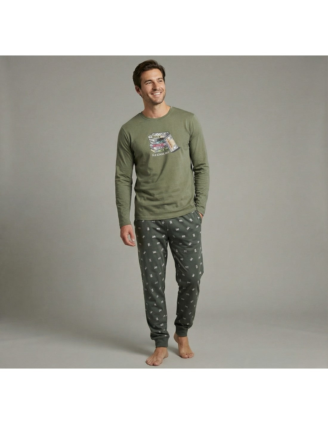 Pijama de Algodón Afelpado para Hombre, Diseño Old School