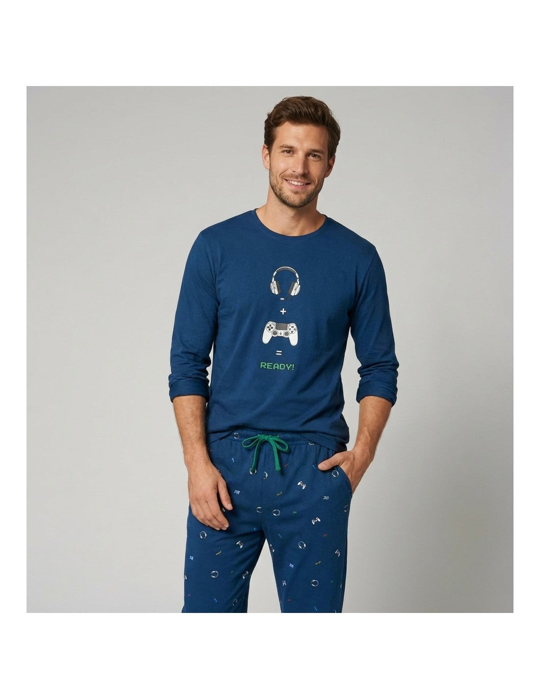 Pijama de Algodón Afelpado para Hombre, Diseño Ready