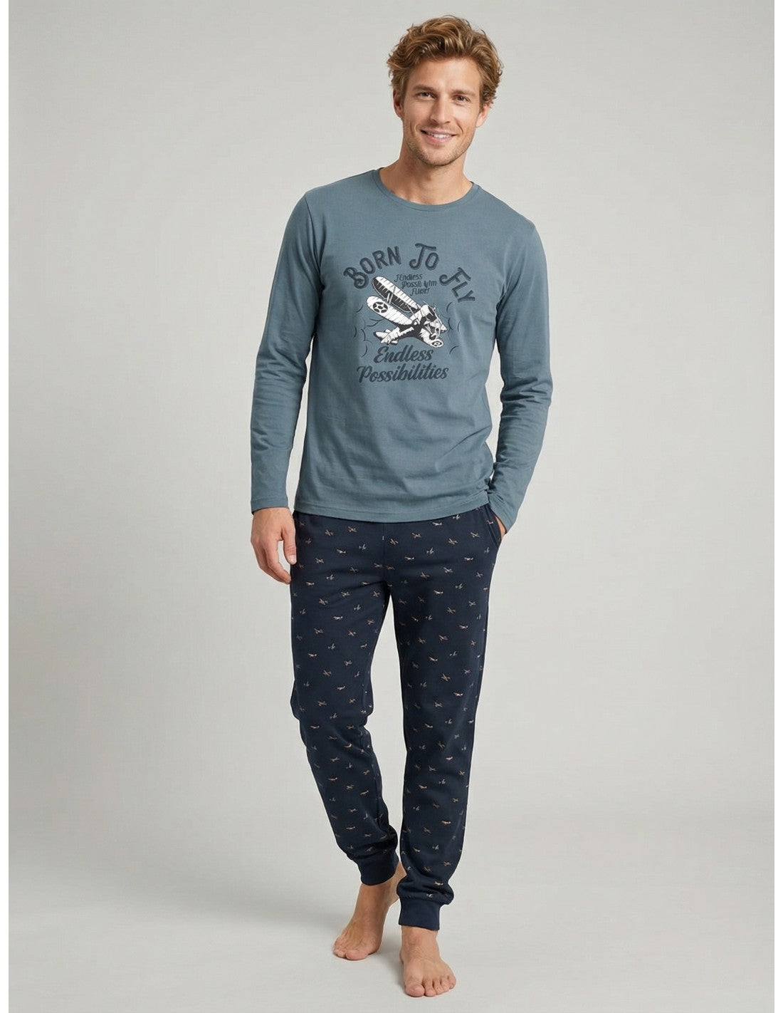 Pijama de Algodón para Hombre, Diseño Fly