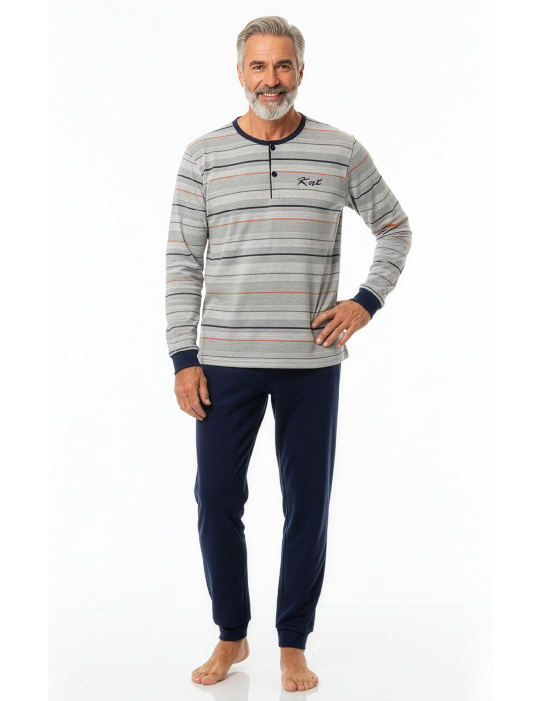 Pijama de Interlock para Hombre, Diseño Rayas