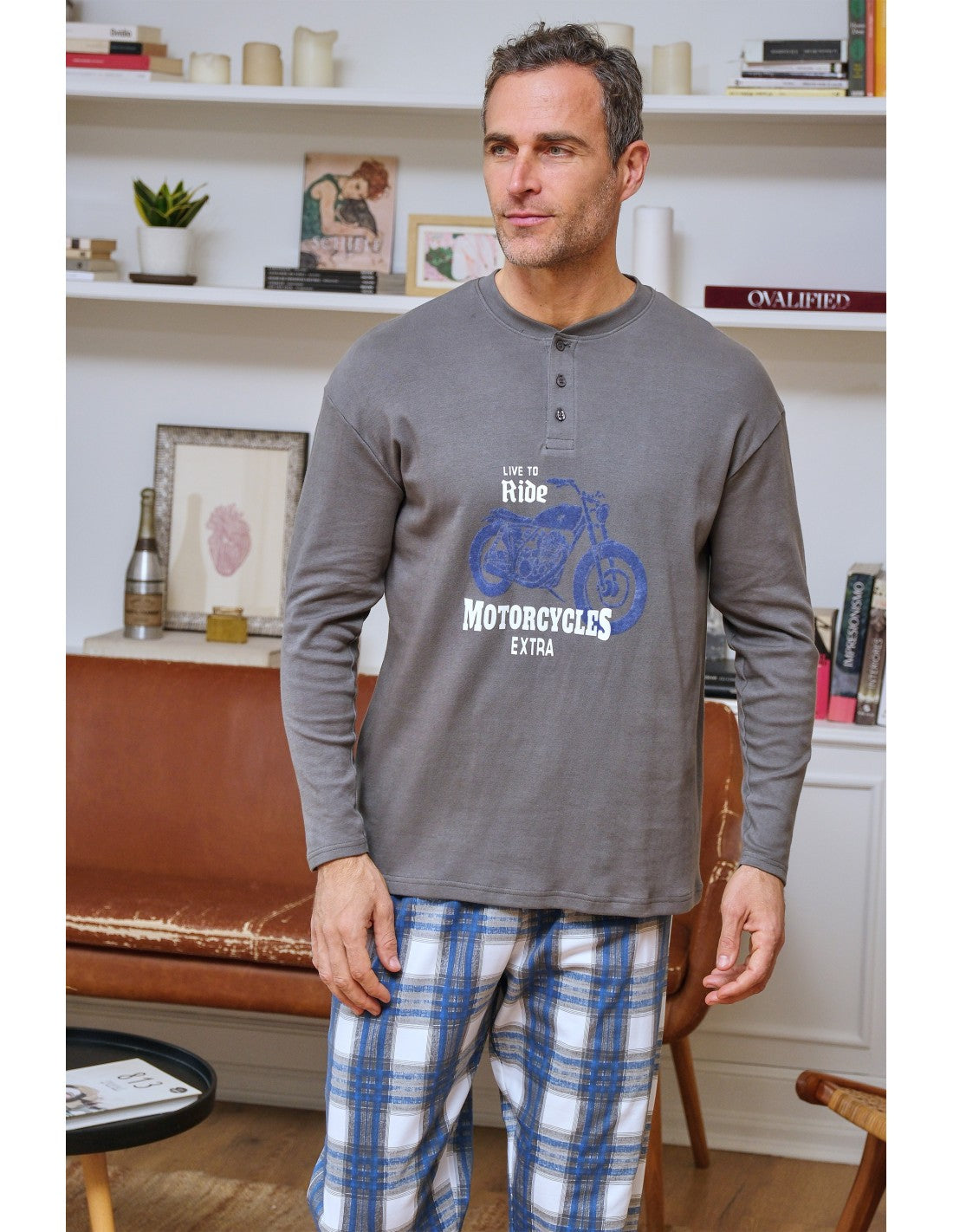 Pijama de Interlock para Hombre, Diseño Moto