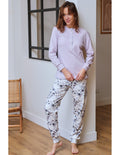 Pijama de Interlock para Mujer, Diseño Hojas Pantalón