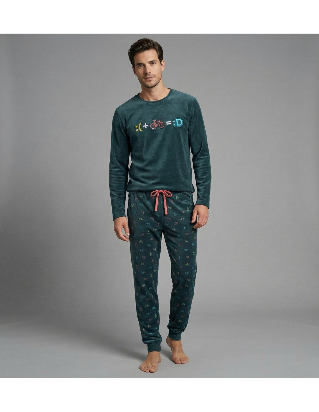 Pijama de Microvelur para Hombre, Diseño Bicicleta