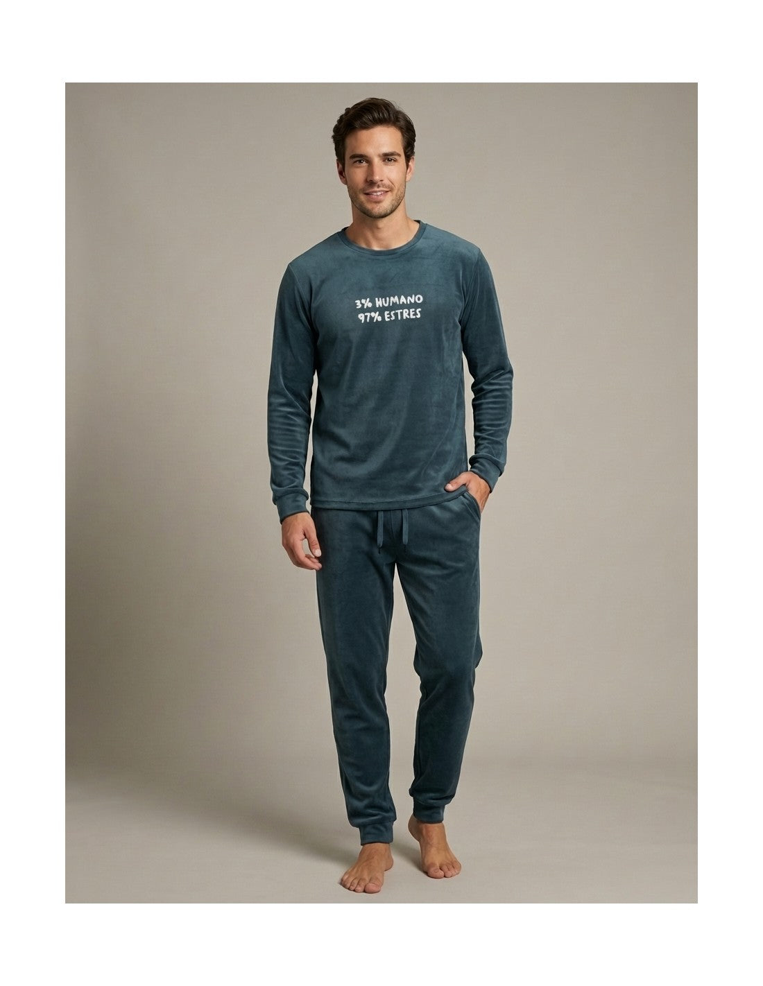 Pijama de Microvelur para Hombre, Diseño Estrés