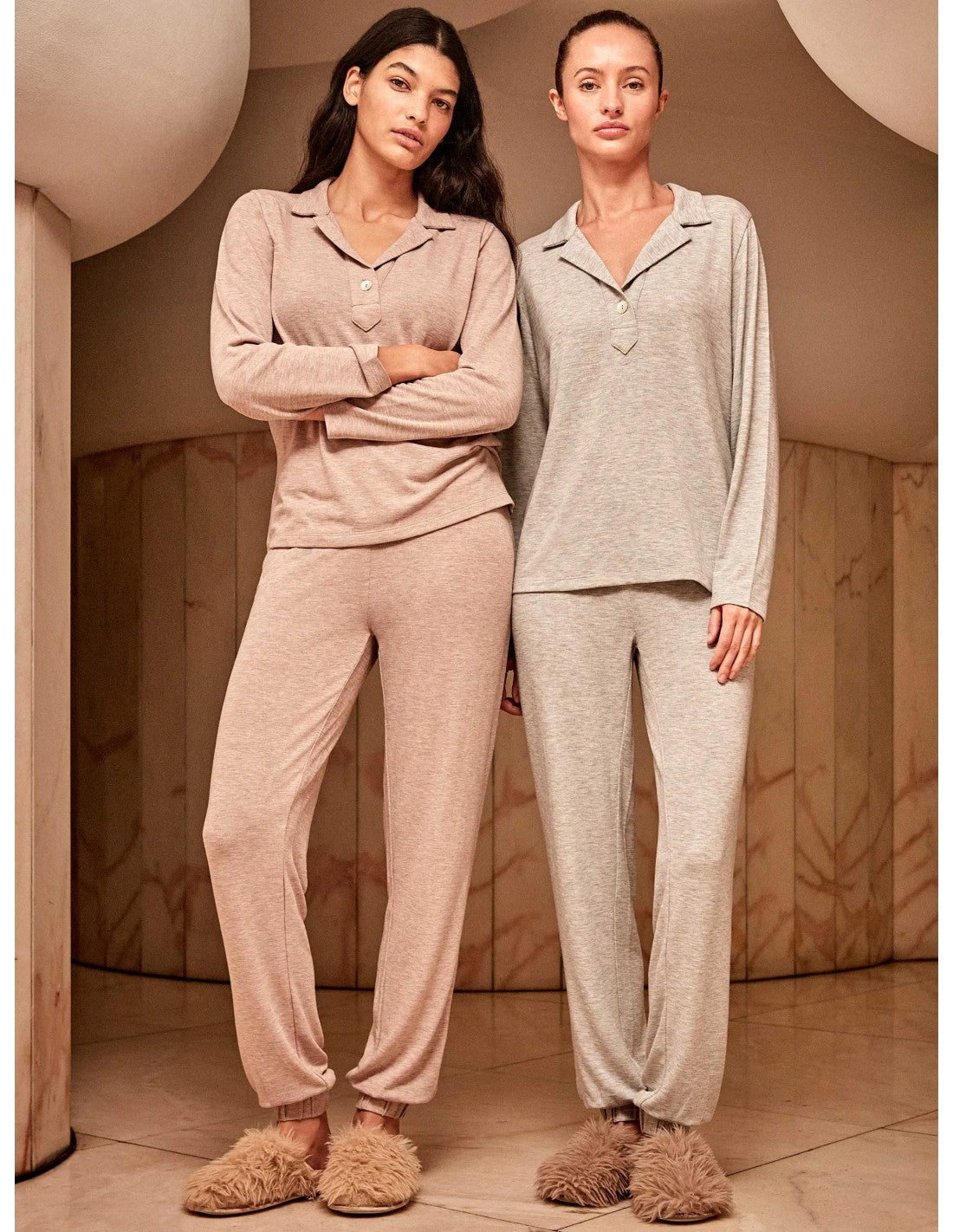 Pijama de Punto para Mujer, Diseño Cuello Camisero