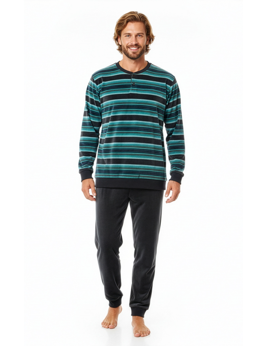 Pijama de Spandex para Hombre, Diseño Franjas Verdes