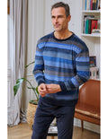 Pijama de Spandex para Hombre, Diseño Rayas Azul