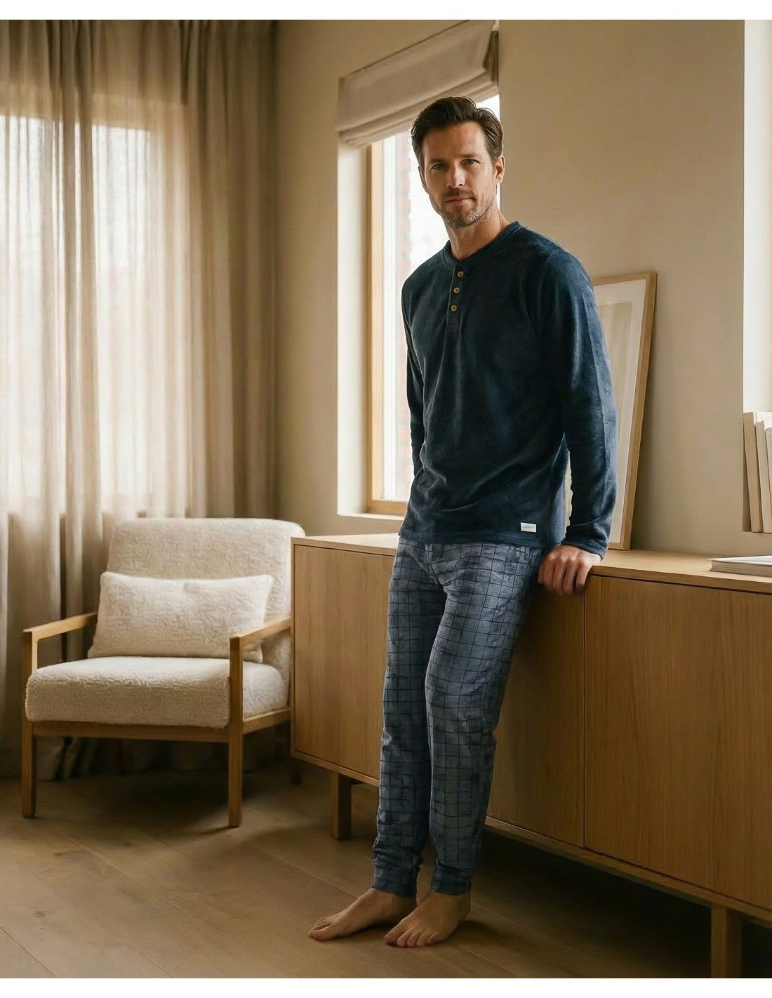 Pijama de Spandex para Hombre, Diseño Cuadrícula