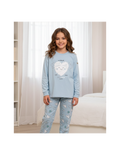Pijama Infantil de Interlock para Niña, Diseño Corazón