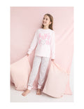Pijama Infantil de Interlock para Niña, Diseño Love You