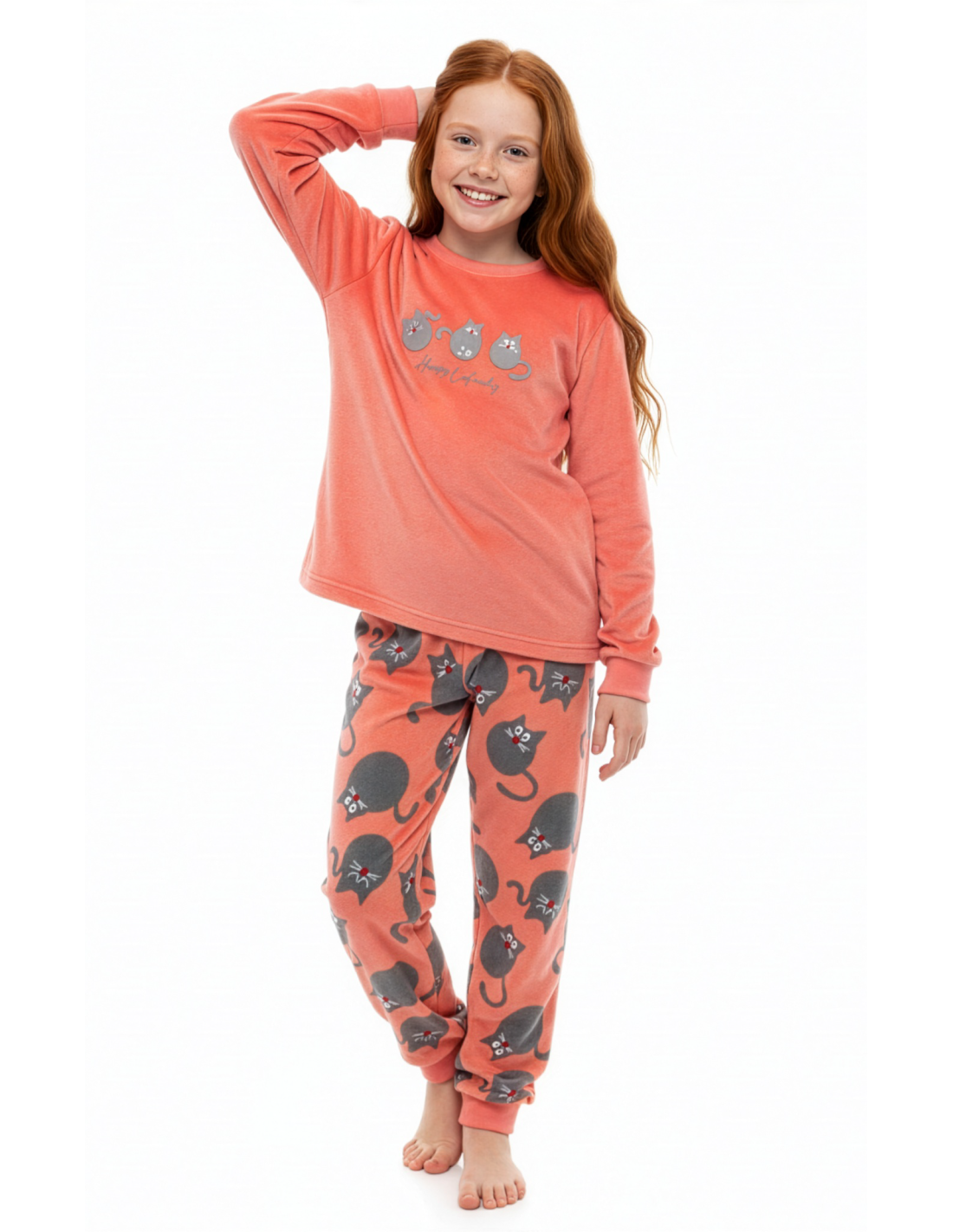 Pijama Infantil de Spandex para Niña, Diseño Gatos