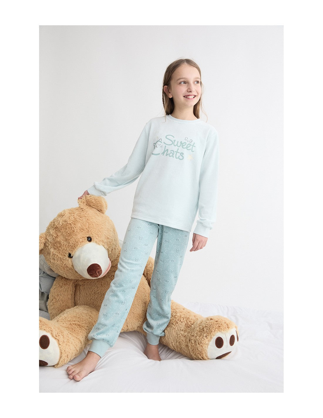 Pijama Infantil de Terciopelo para Niña, Diseño Sweet