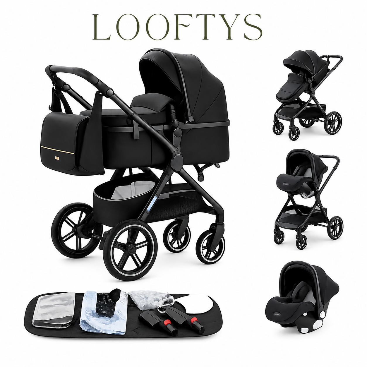 Cochecito de Bebé 3 en 1 con Silla de Coche y Capazo | LOOFTYS LOOFTYS