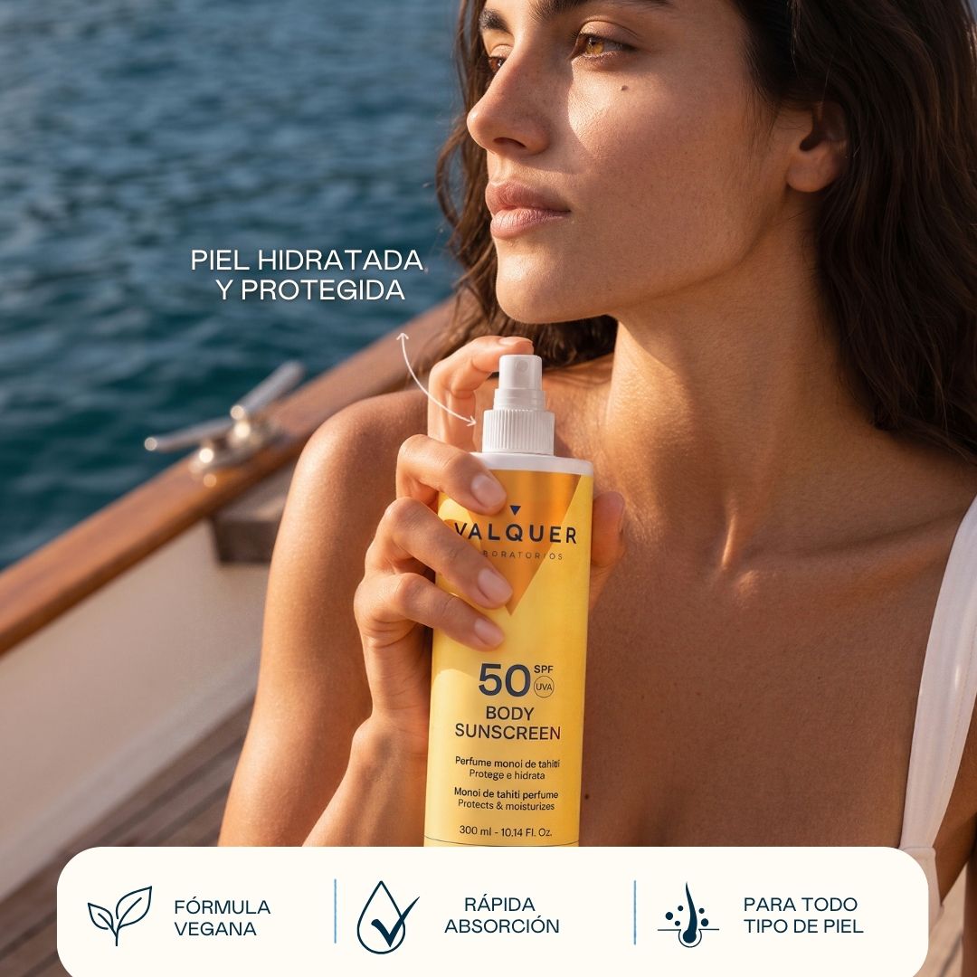 Protector Solar Corporal SPF 50 - Alta Protección e Hidratación - 300 ml Valquer®