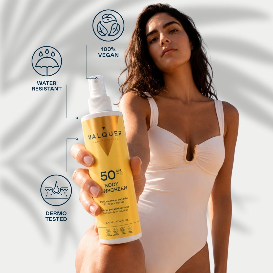 Protector Solar Corporal SPF 50 - Alta Protección e Hidratación - 300 ml Valquer®