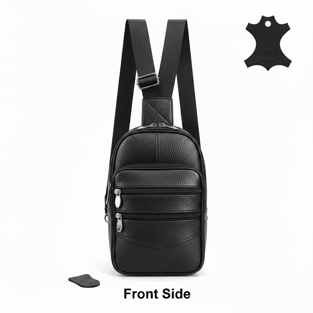 Mochila de Piel Negra y Marrón - Looftys