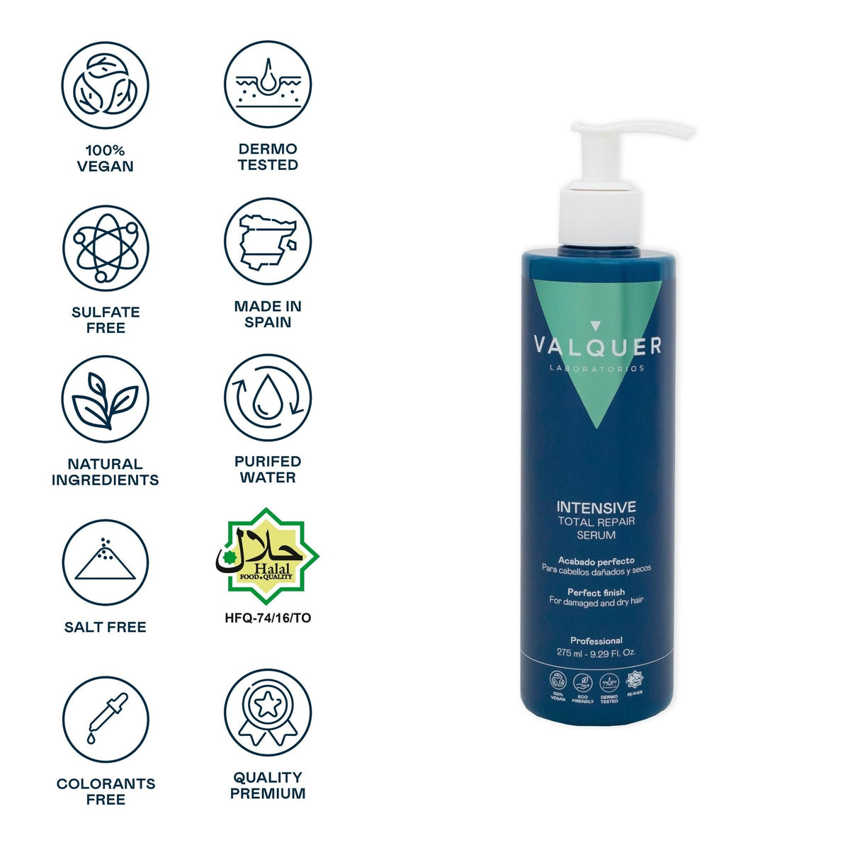 Sérum Capilar Intensivo Reparación Total – 275 ml Valquer®