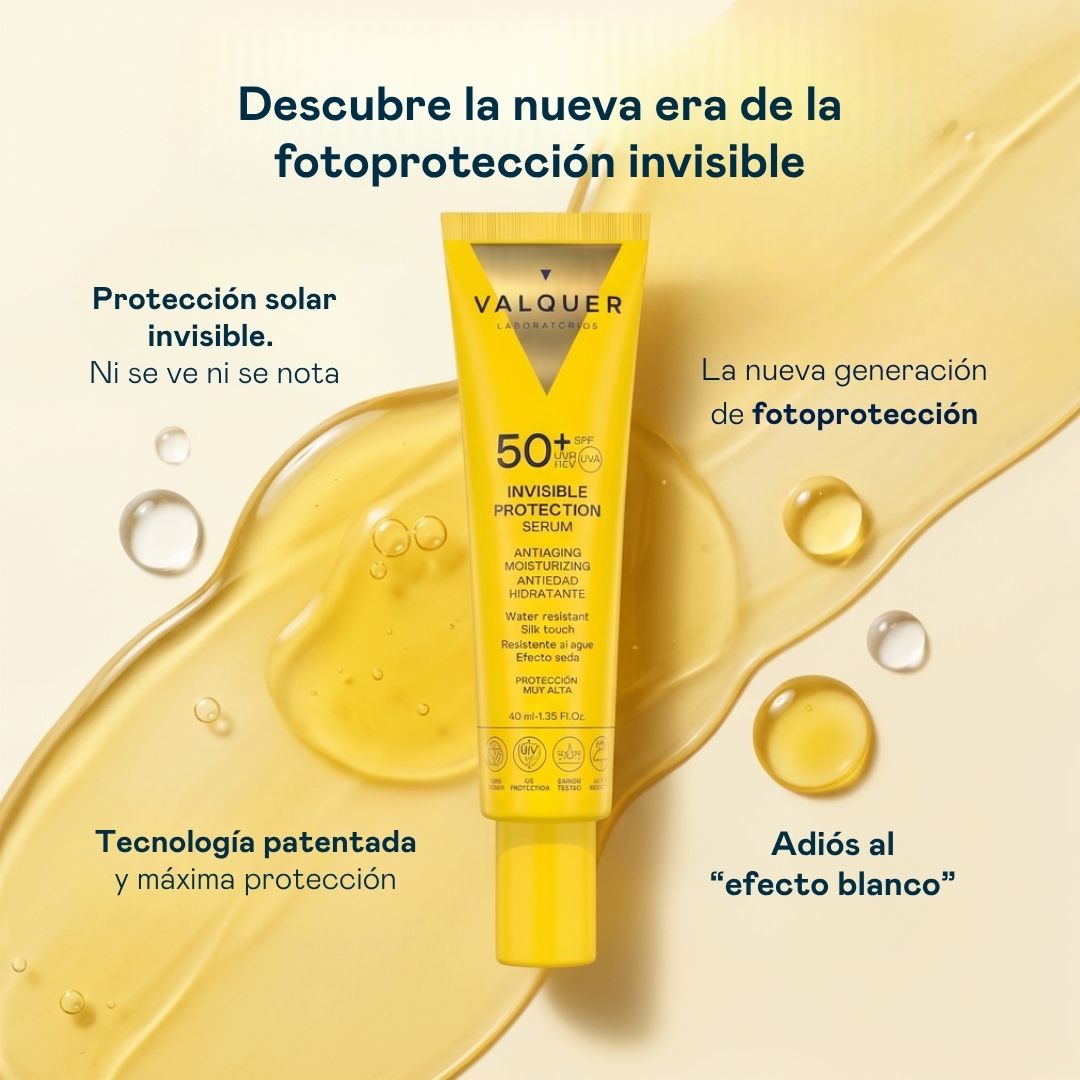 Sérum Solar Facial Invisible Protection SPF 50+ Antiedad e Hidratante - 40 ml Valquer®