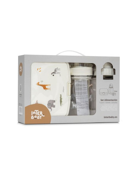Set de tupper con botella marca Interbaby savanna LOOFTYS