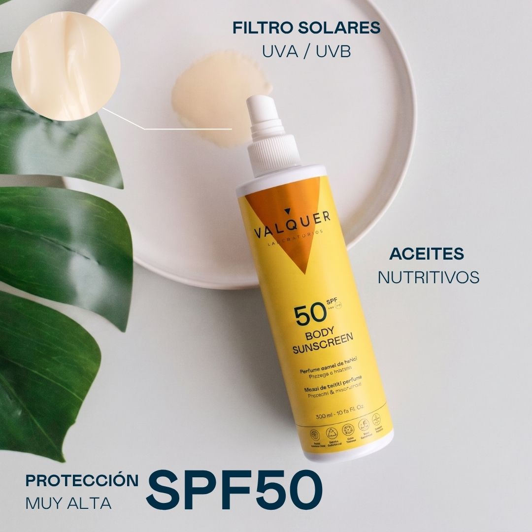 Protector Solar Corporal SPF 50 - Alta Protección e Hidratación - 300 ml Valquer®