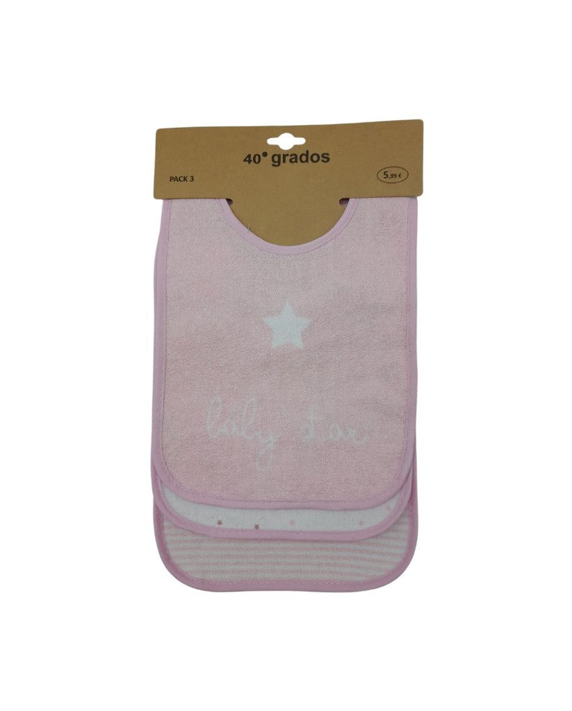 Pack 3 Baberos Rosas Baby Star